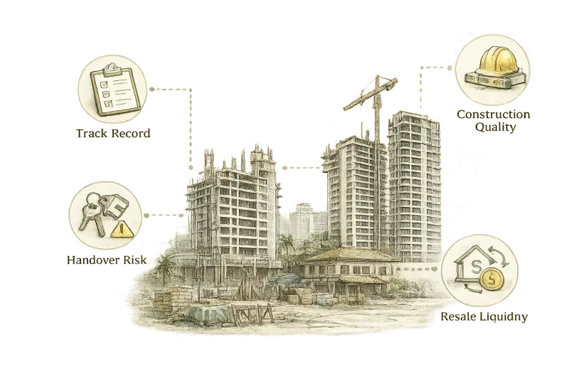 A development under construction with four vetting checks