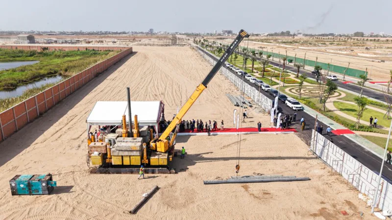 Aerial view of the 30 January 2026 groundbreaking on the Boeung Snor development site