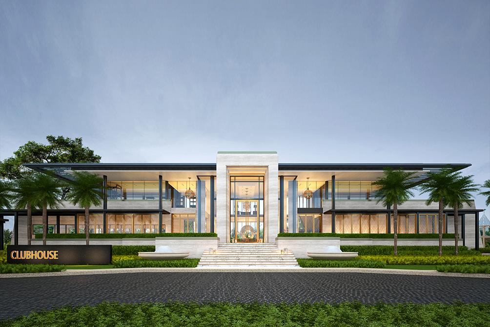 Rendering of The Park Land 598 clubhouse at dusk