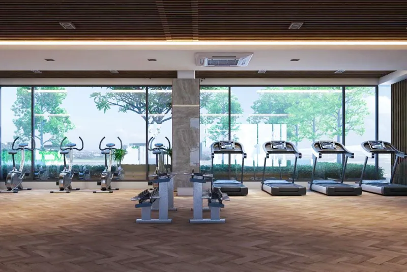 Design rendering of the fitness center at Park Land TK Condo