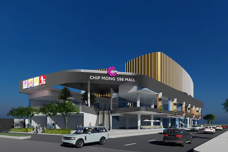 Chip Mong 598 Mall exterior render showing the community mall serving The Park Land 598