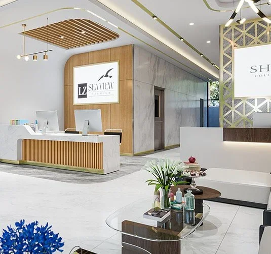 Lobby entrance render at LZ Sea View Premium