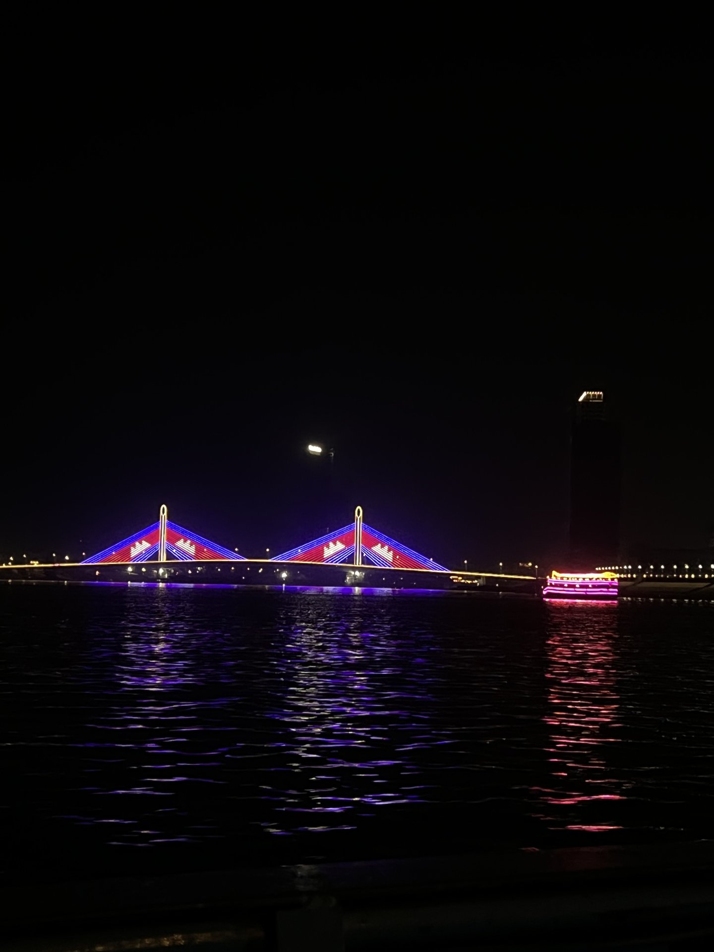 Koh Norea Bridge illuminated at night